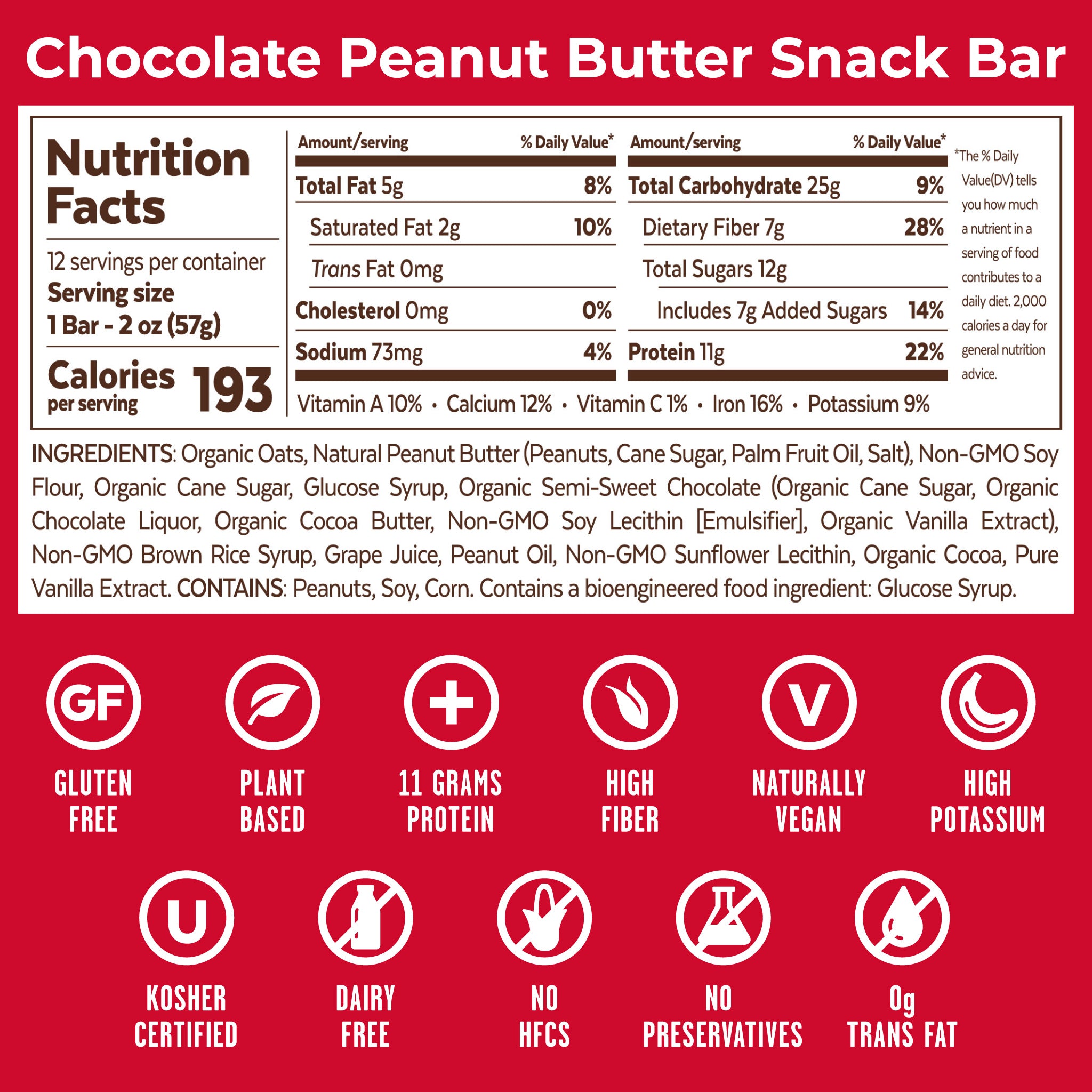 12 Snack Bars - Chocolate Peanut Butter
